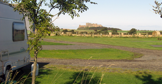 View of Bamburgh Castle from caravan site